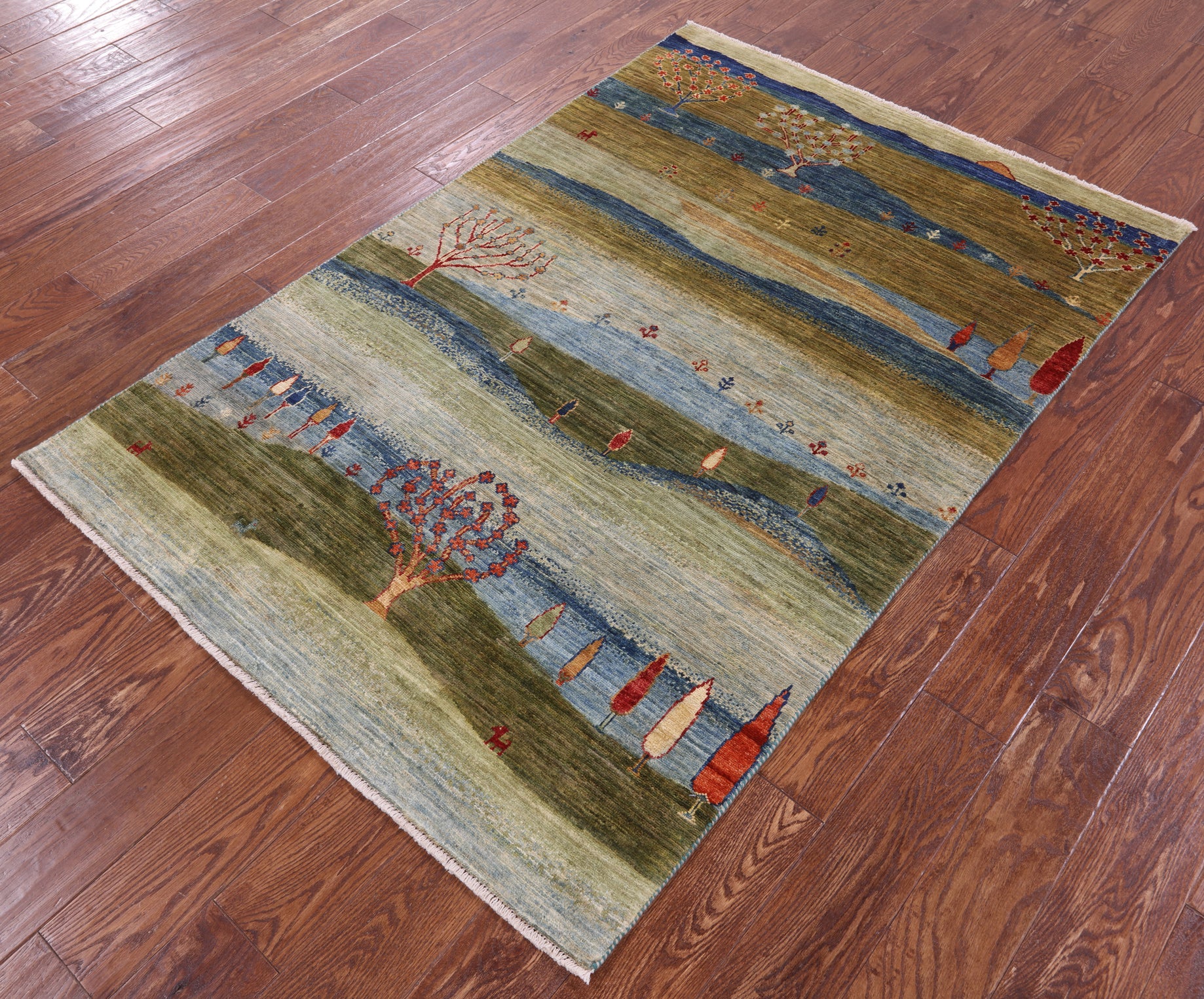 Tribal Persian Gabbeh Hand Knotted Wool Rug - 3' 11" X 5' 10" - Golden Nile