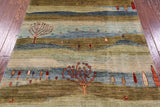 Tribal Persian Gabbeh Hand Knotted Wool Rug - 4' 0" X 5' 9" - Golden Nile
