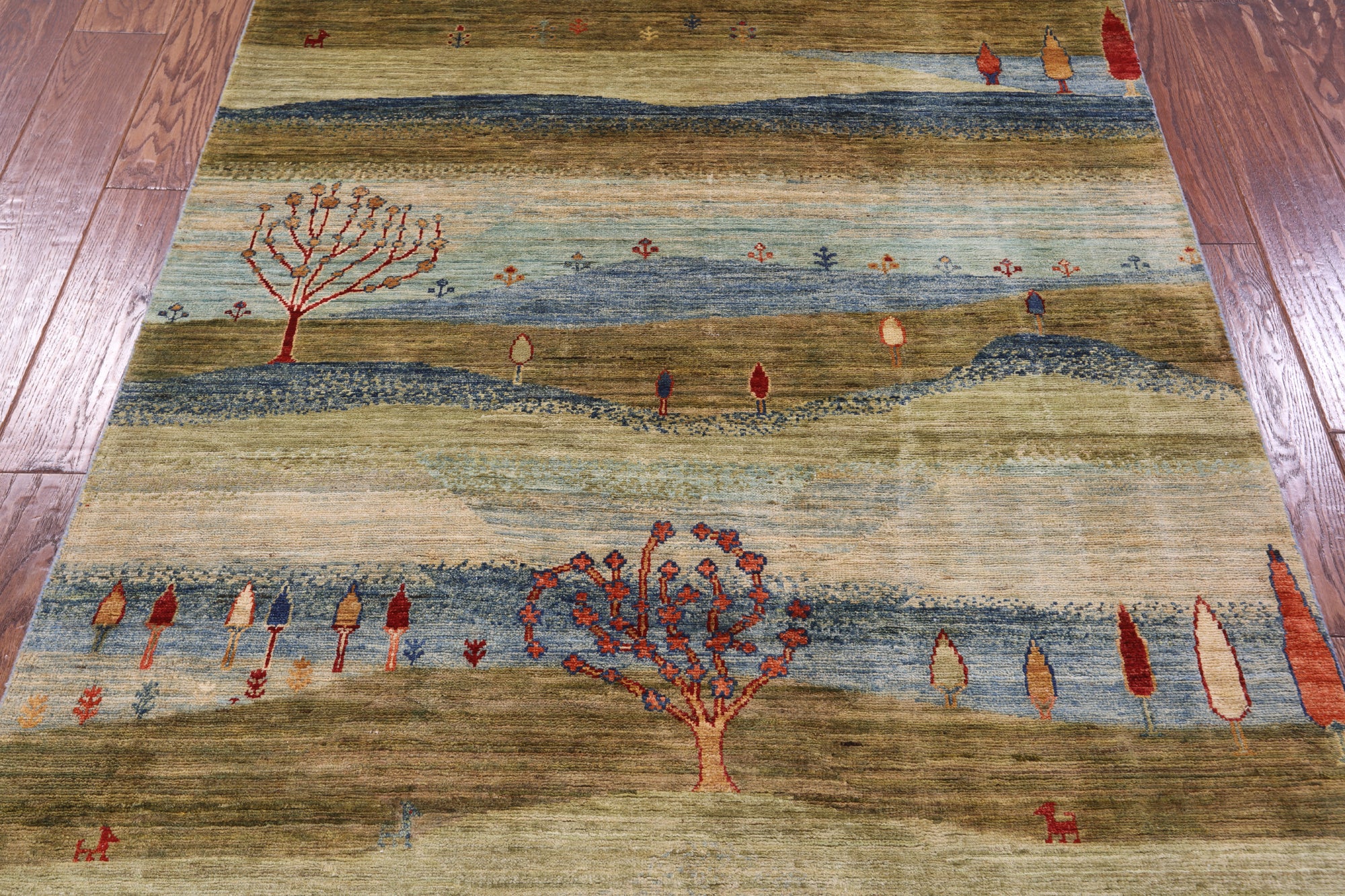 Tribal Persian Gabbeh Hand Knotted Wool Rug - 4' 0" X 5' 9" - Golden Nile