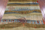 Tribal Persian Gabbeh Hand Knotted Wool Rug - 4' 0" X 5' 9" - Golden Nile