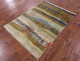 Tribal Persian Gabbeh Hand Knotted Wool Rug - 4' 0" X 5' 9" - Golden Nile