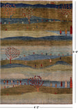Tribal Persian Gabbeh Hand Knotted Wool Rug - 4' 0" X 5' 9" - Golden Nile