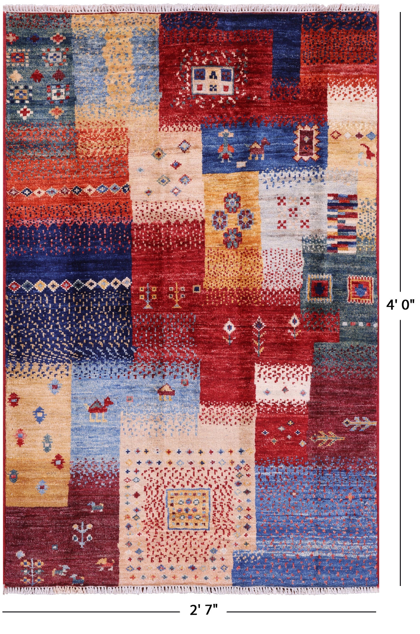 Tribal Persian Gabbeh Hand Knotted Wool Rug - 2' 7" X 4' 0" - Golden Nile