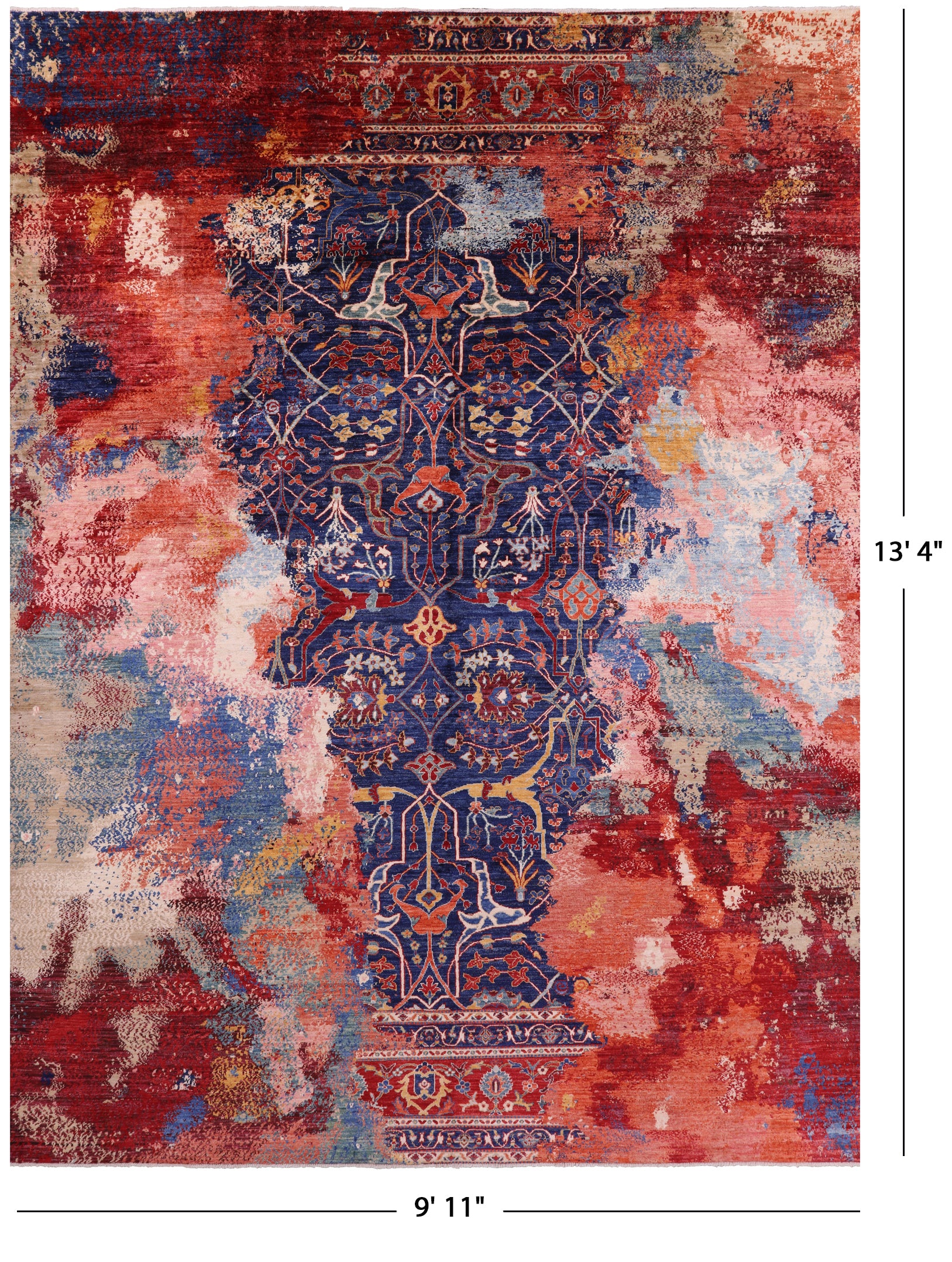 Modern Fine Serapi Hand Knotted Wool Rug - 9' 11" X 13' 4" - Golden Nile