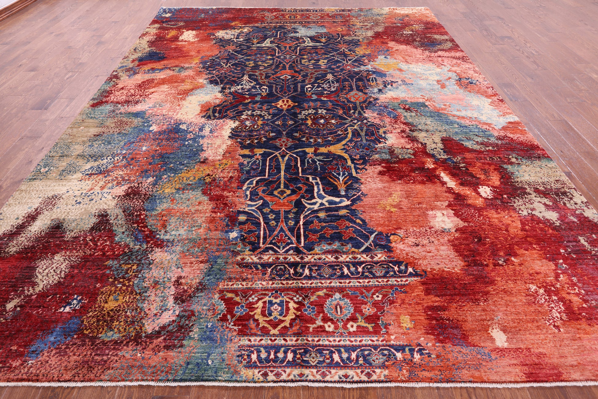 Modern Fine Serapi Hand Knotted Wool Rug - 9' 11" X 13' 4" - Golden Nile