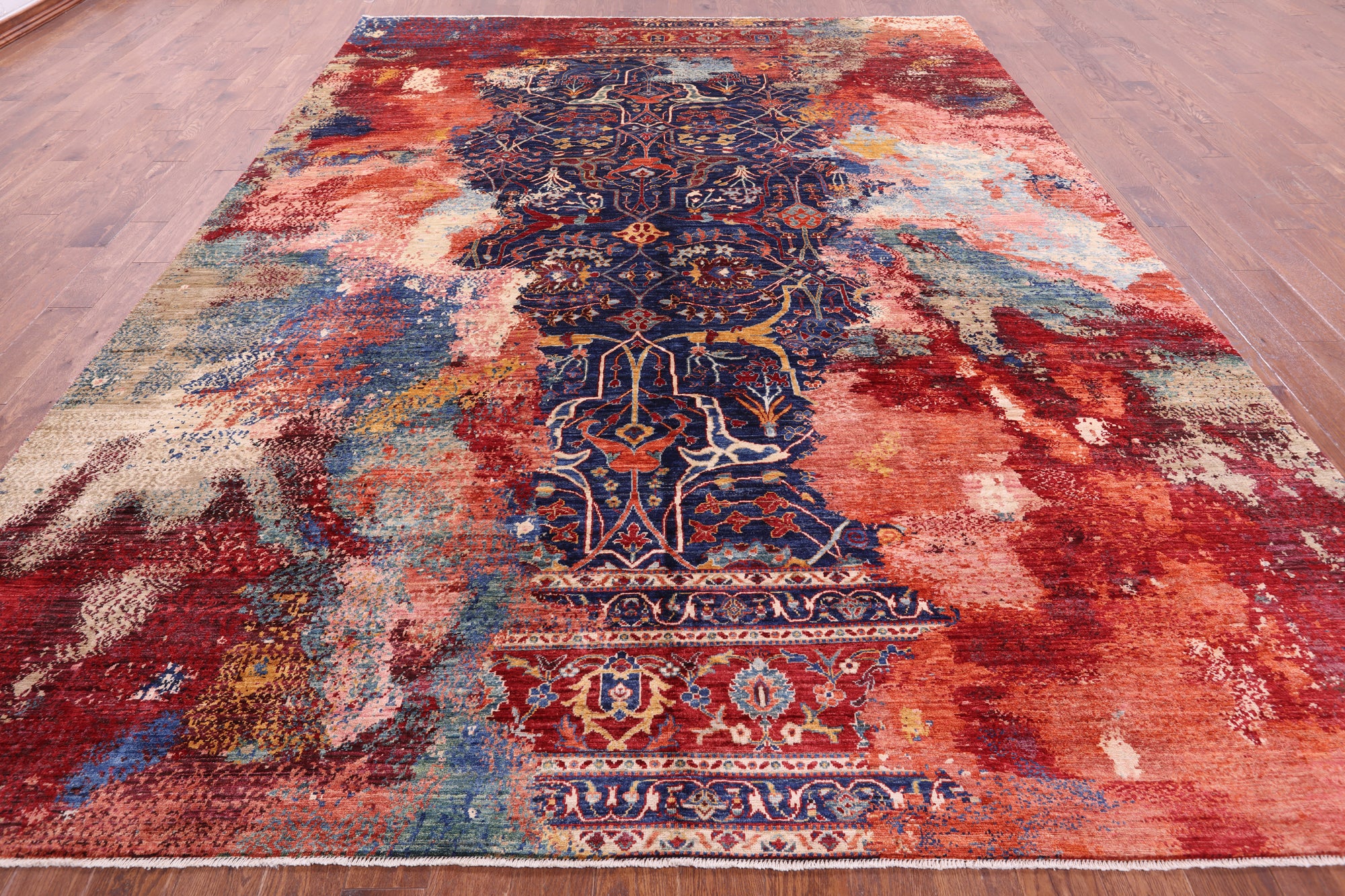 Modern Fine Serapi Hand Knotted Wool Rug - 9' 11" X 13' 4" - Golden Nile