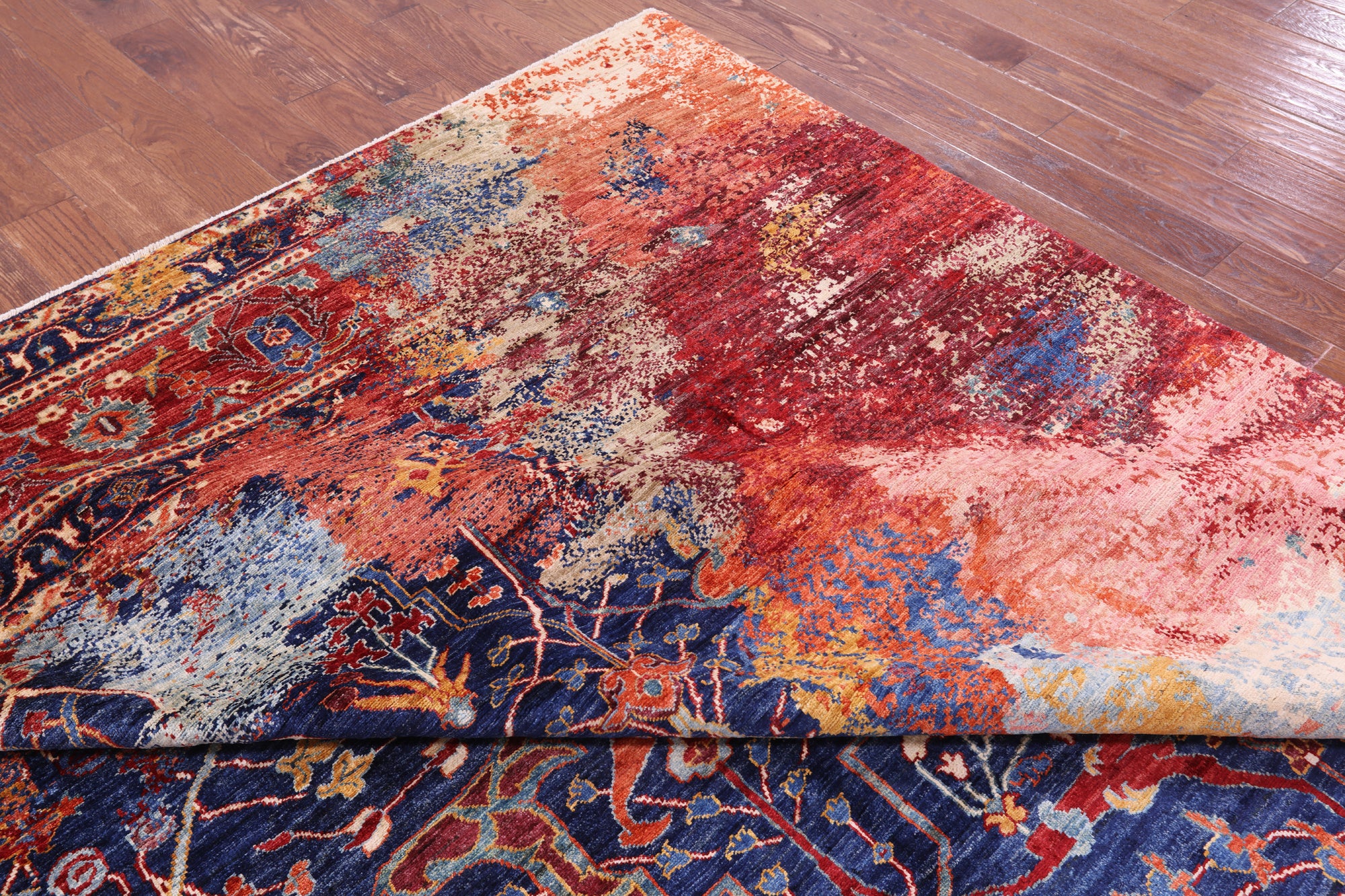 Modern Fine Serapi Hand Knotted Wool Rug - 9' 11" X 13' 4" - Golden Nile