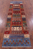 Tribal Persian Gabbeh Hand Knotted Wool Runner Rug - 2' 10" X 9' 10" - Golden Nile
