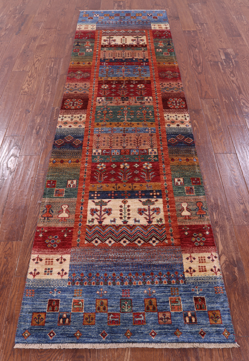 Tribal Persian Gabbeh Hand Knotted Wool Runner Rug - 2' 10" X 9' 10" - Golden Nile