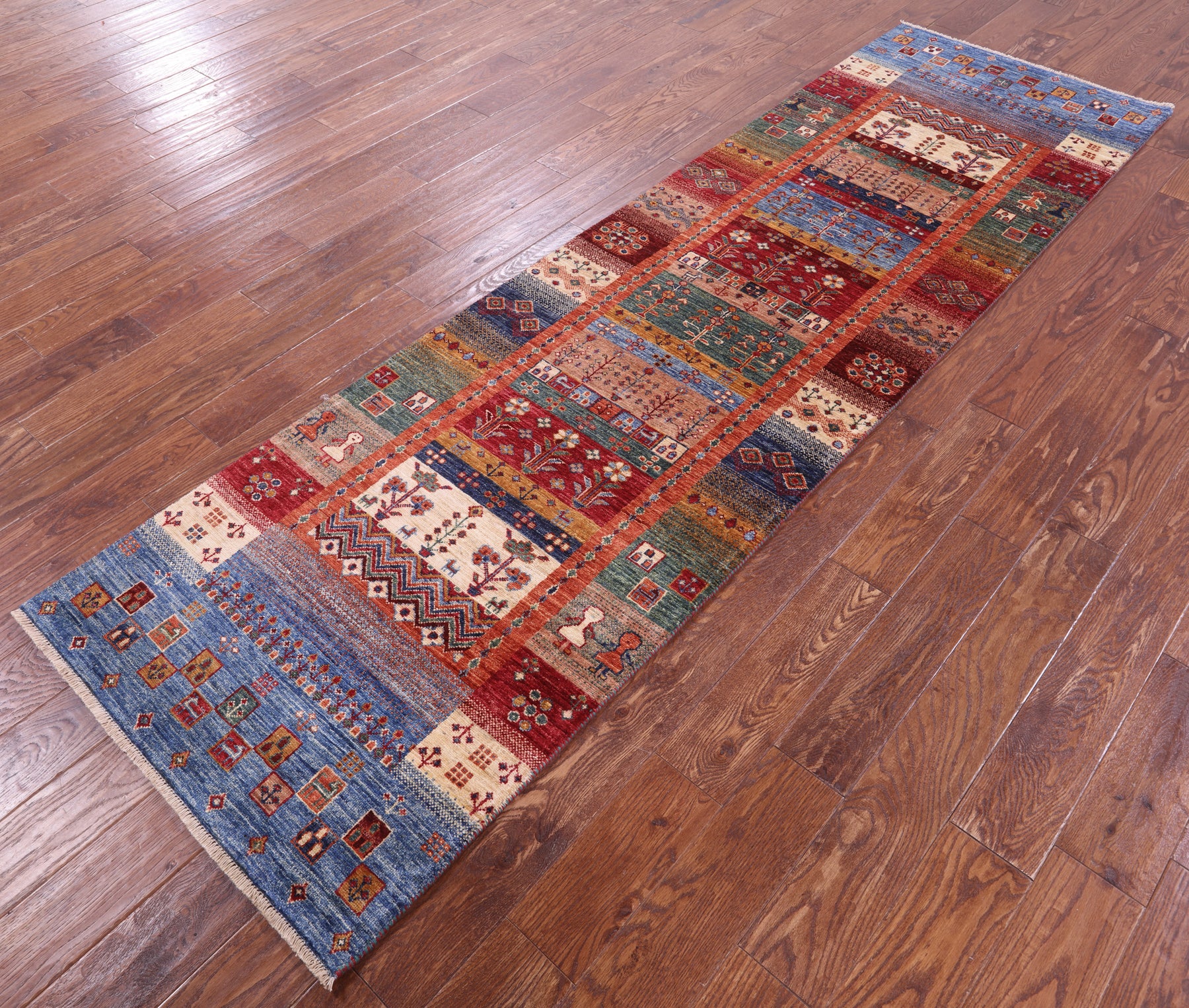 Tribal Persian Gabbeh Hand Knotted Wool Runner Rug - 2' 10" X 9' 10" - Golden Nile