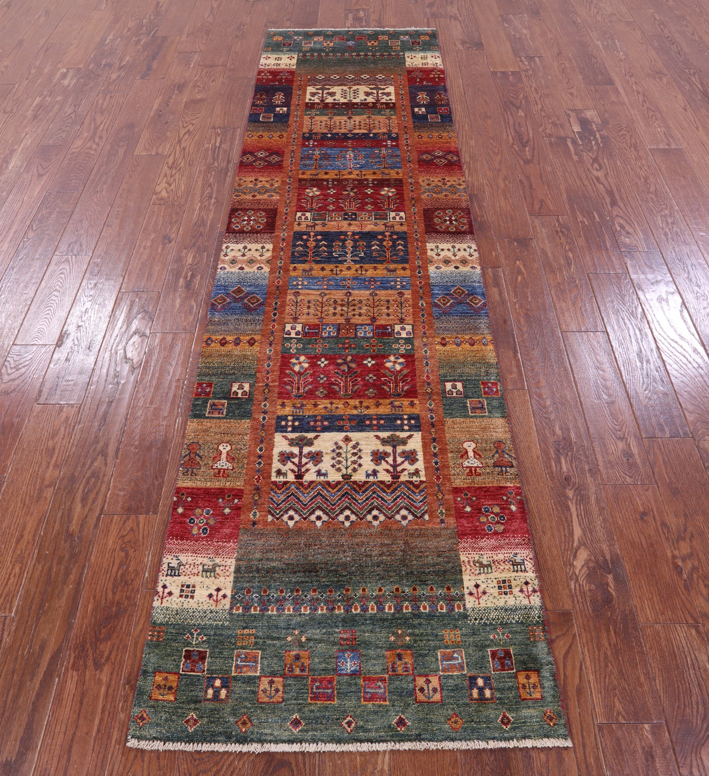 Tribal Persian Gabbeh Hand Knotted Wool Runner Rug - 2' 8" X 9' 10" - Golden Nile