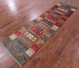 Tribal Persian Gabbeh Hand Knotted Wool Runner Rug - 2' 8" X 9' 10" - Golden Nile