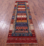 Tribal Persian Gabbeh Hand Knotted Wool Runner Rug - 2' 9" X 10' 1" - Golden Nile