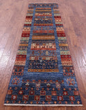 Tribal Persian Gabbeh Hand Knotted Wool Runner Rug - 2' 9" X 10' 0" - Golden Nile
