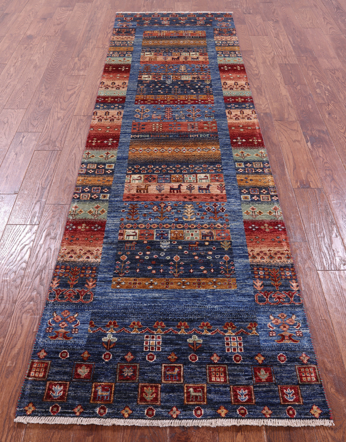 Tribal Persian Gabbeh Hand Knotted Wool Runner Rug - 2' 9" X 10' 0" - Golden Nile