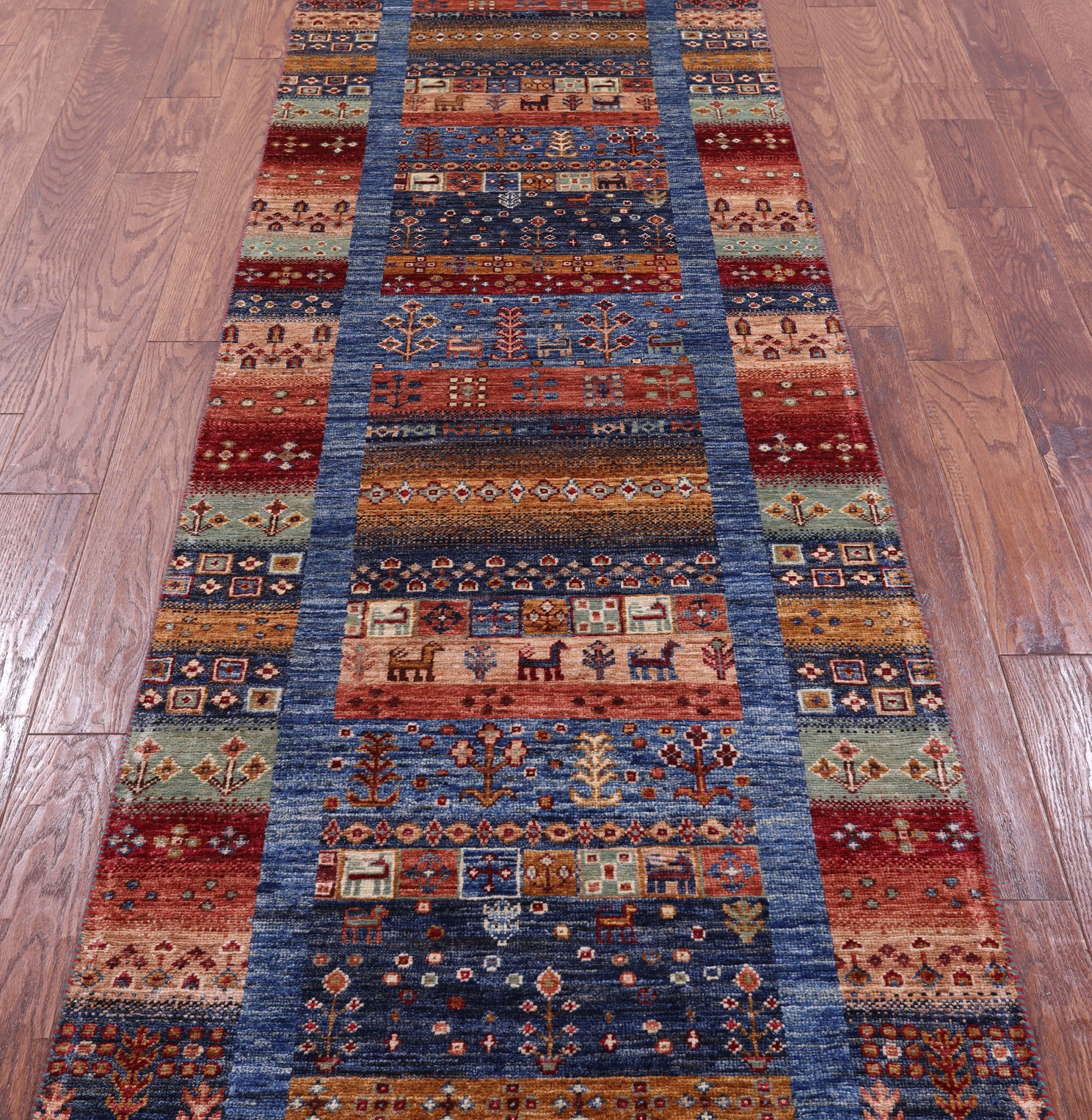 Tribal Persian Gabbeh Hand Knotted Wool Runner Rug - 2' 9" X 10' 0" - Golden Nile