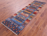 Tribal Persian Gabbeh Hand Knotted Wool Runner Rug - 2' 9" X 10' 0" - Golden Nile