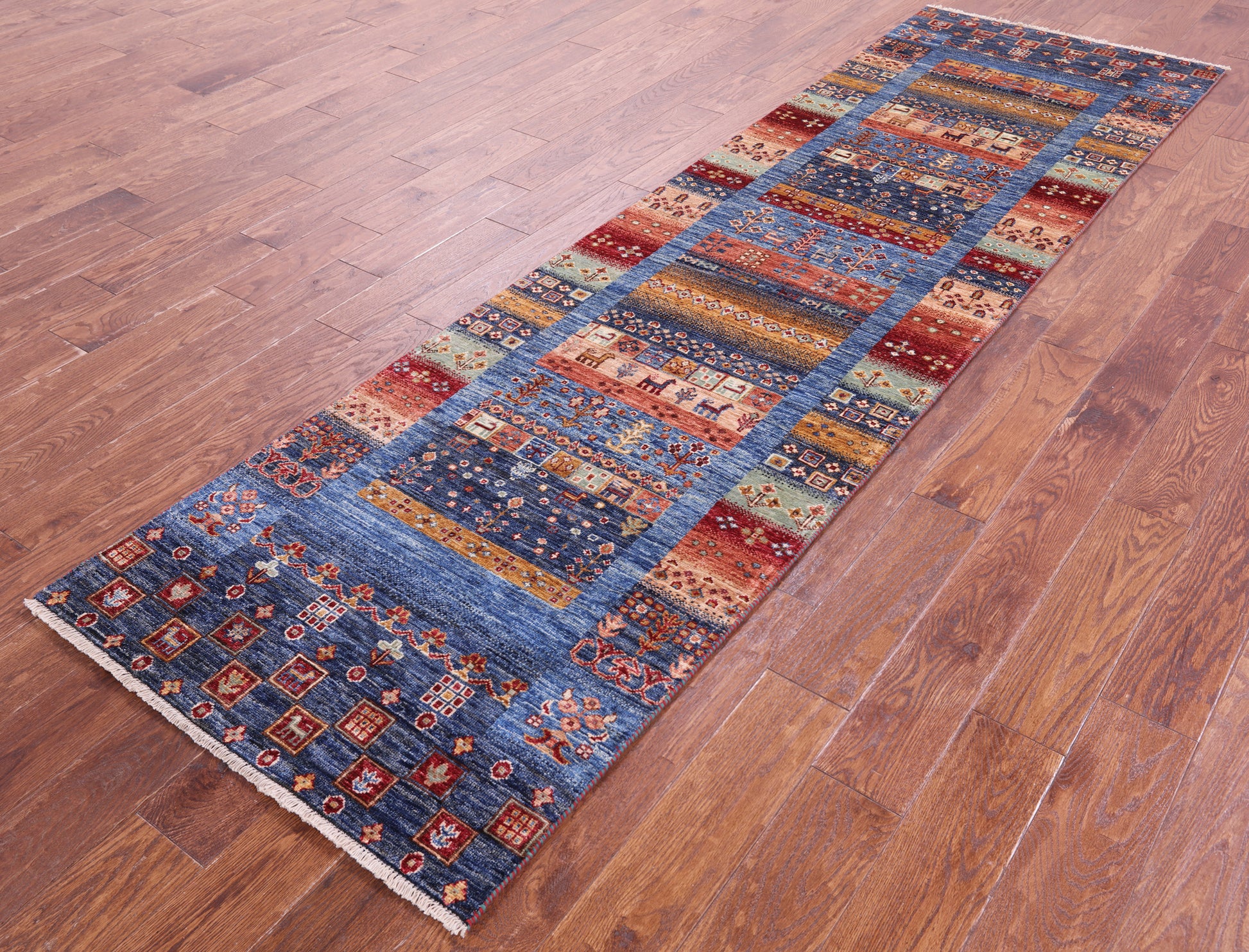 Tribal Persian Gabbeh Hand Knotted Wool Runner Rug - 2' 9" X 10' 0" - Golden Nile