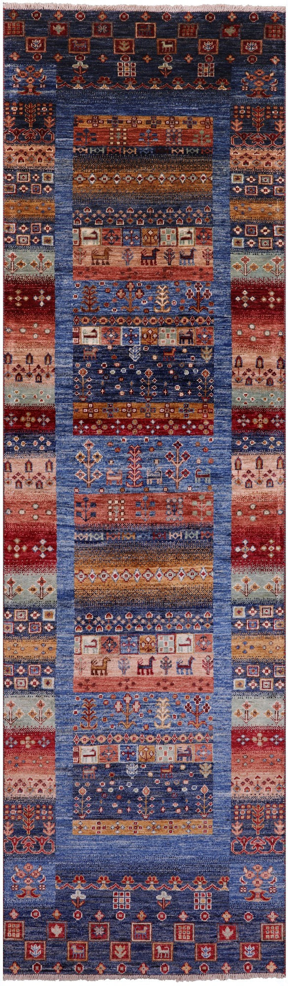 Tribal Persian Gabbeh Hand Knotted Wool Runner Rug - 2' 9" X 10' 0" - Golden Nile