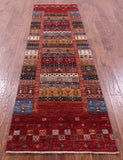 Tribal Persian Gabbeh Hand Knotted Wool Runner Rug - 2' 9" X 9' 7" - Golden Nile