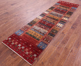 Tribal Persian Gabbeh Hand Knotted Wool Runner Rug - 2' 9" X 9' 7" - Golden Nile