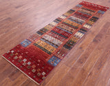 Tribal Persian Gabbeh Hand Knotted Wool Runner Rug - 2' 9" X 9' 8" - Golden Nile
