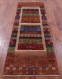Tribal Persian Gabbeh Hand Knotted Wool Runner Rug - 2' 8" X 8' 2" - Golden Nile