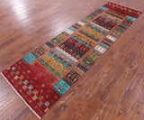 Tribal Persian Gabbeh Hand Knotted Wool Runner Rug - 2' 9" X 9' 11" - Golden Nile