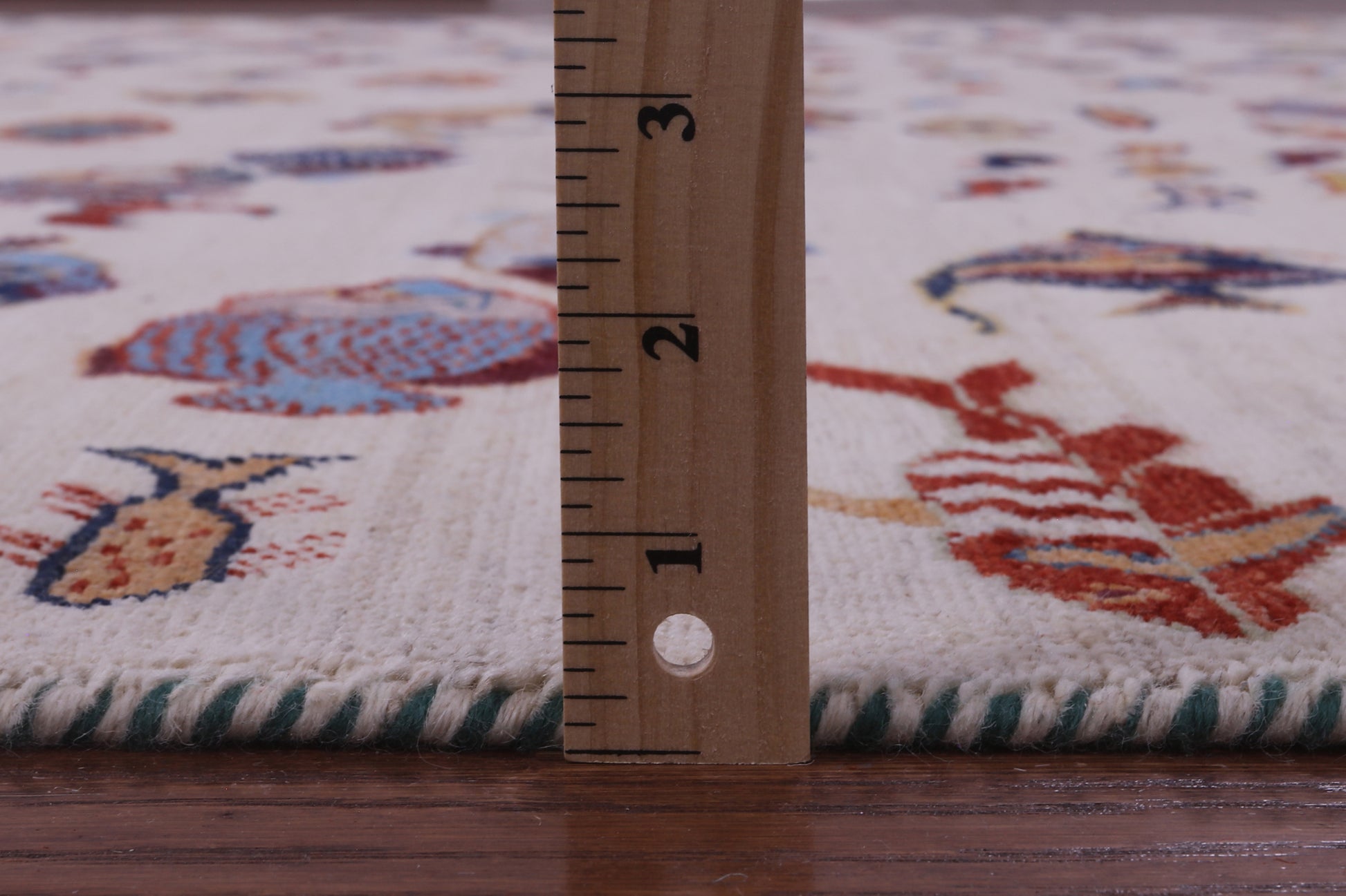 Ivory Fish Design Persian Gabbeh Handmade Wool Rug - 9' 8" X 13' 6" - Golden Nile