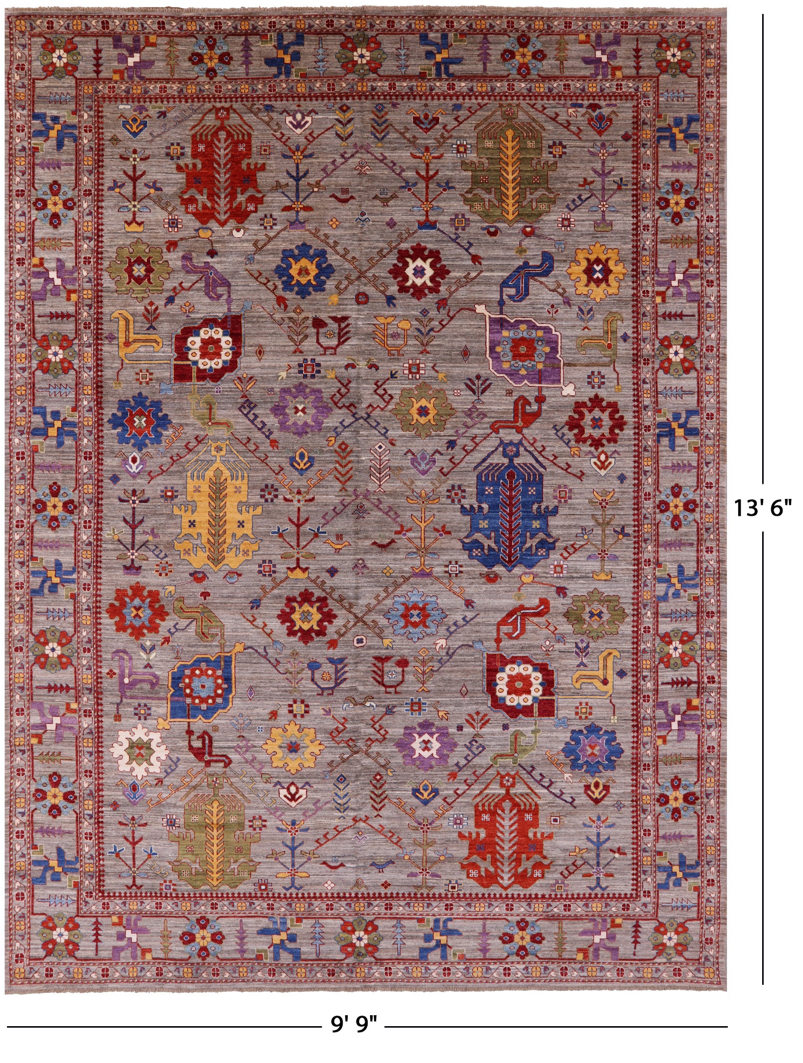 Persian Fine Serapi Handmade Wool Rug - 9' 9" X 13' 6" - Golden Nile