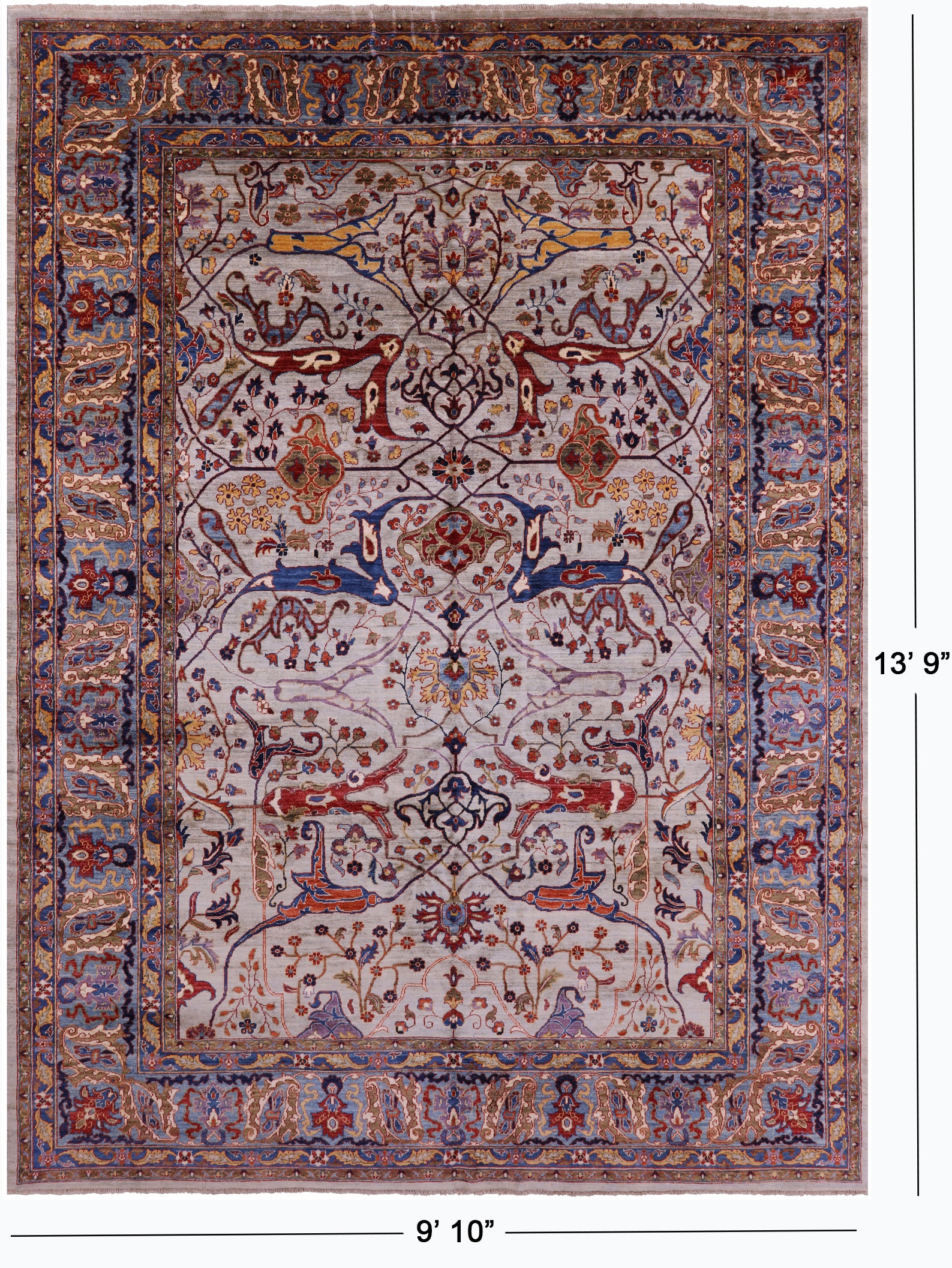 Persian Fine Serapi Hand Knotted Wool Rug - 9' 10" X 13' 9" - Golden Nile