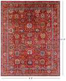 Red Persian Fine Serapi Handmade Wool Rug - 9' 3" X 11' 7" - Golden Nile