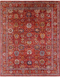 Red Persian Fine Serapi Handmade Wool Rug - 9' 3" X 11' 7" - Golden Nile