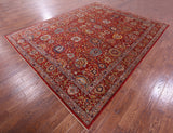 Red Persian Fine Serapi Handmade Wool Rug - 9' 3" X 11' 7" - Golden Nile