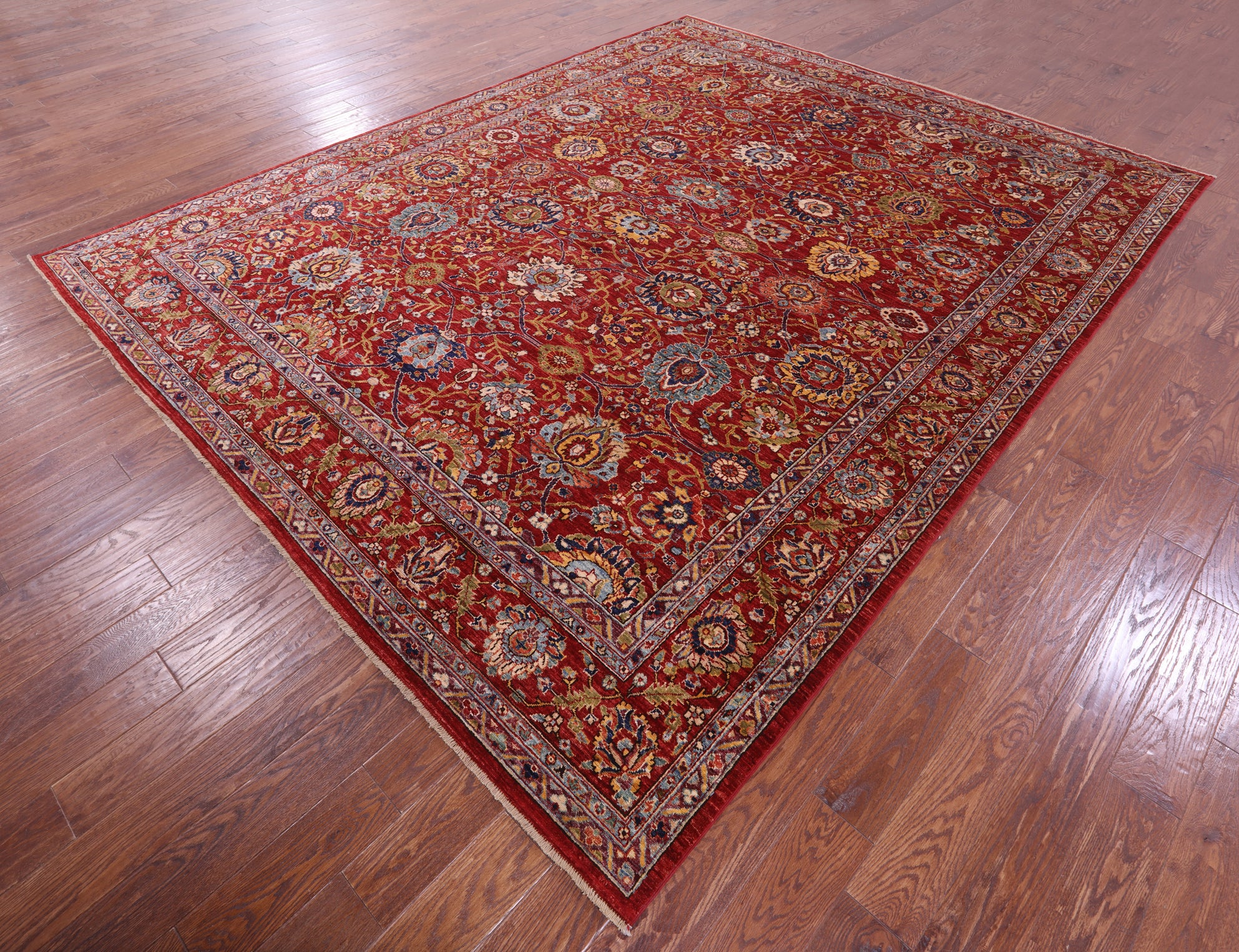Red Persian Fine Serapi Handmade Wool Rug - 9' 3" X 11' 7" - Golden Nile
