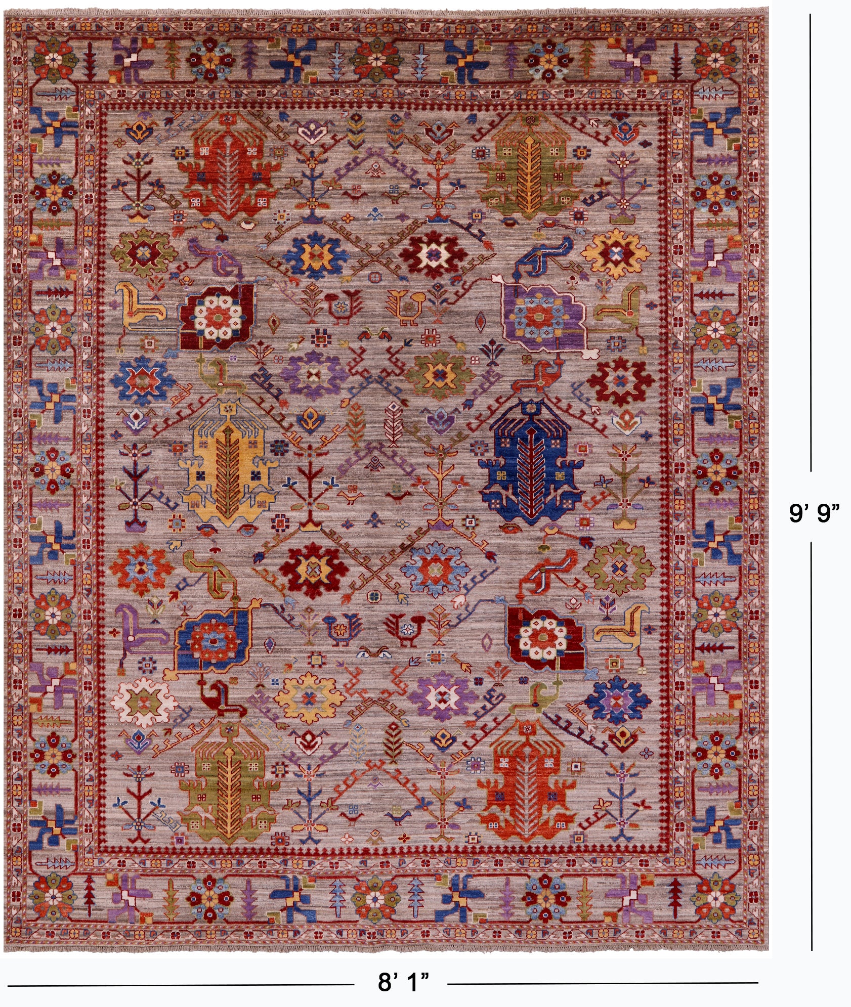 Persian Fine Serapi Hand Knotted Wool Rug - 8' 1" X 9' 9" - Golden Nile
