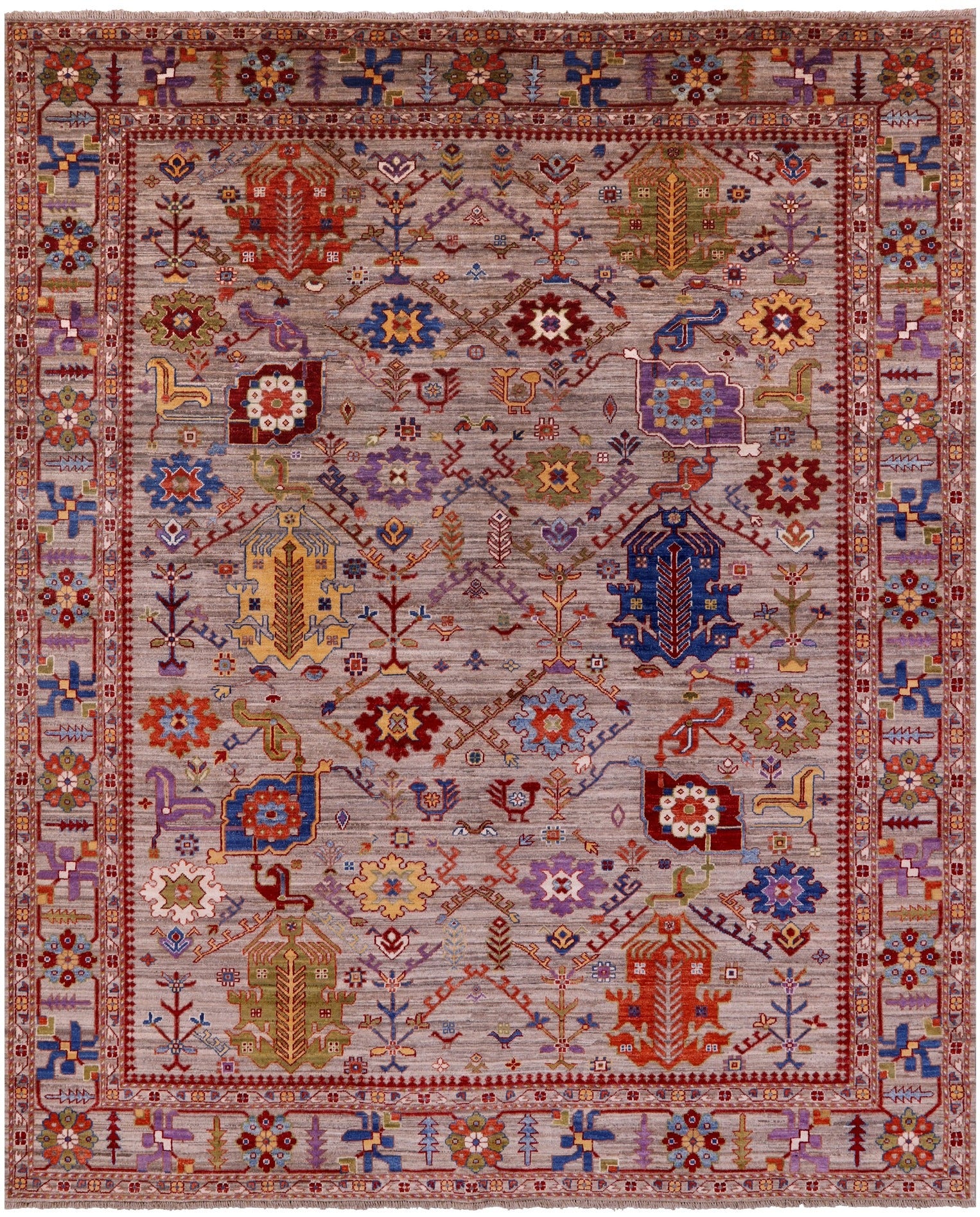 Persian Fine Serapi Hand Knotted Wool Rug - 8' 1" X 9' 9" - Golden Nile