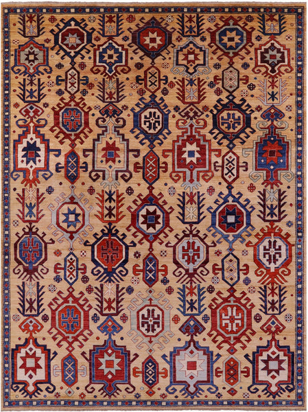 Persian Fine Serapi Hand Knotted Wool Rug - 9' 0" X 11' 9" - Golden Nile