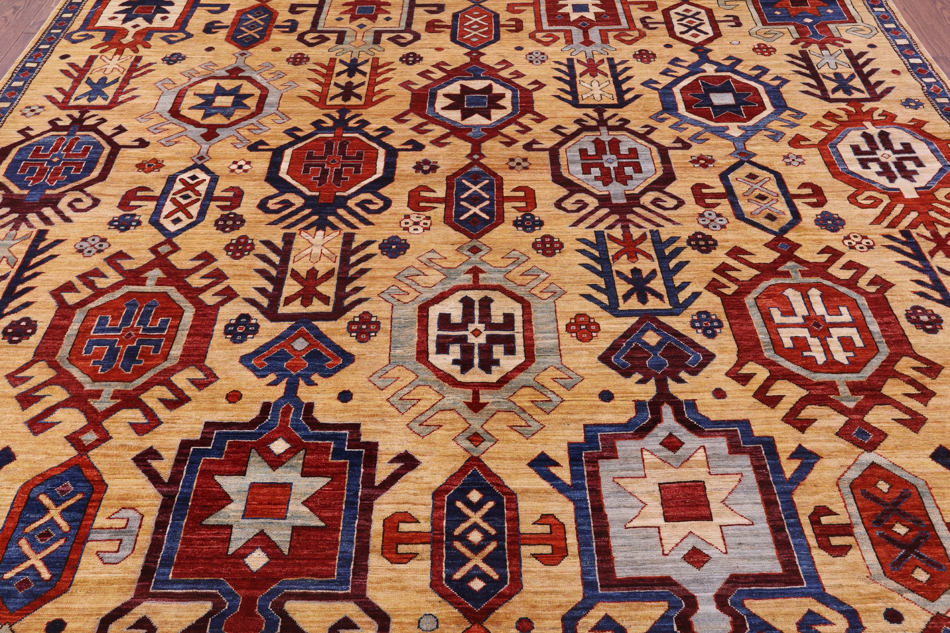 Persian Fine Serapi Hand Knotted Wool Rug - 9' 0" X 11' 9" - Golden Nile