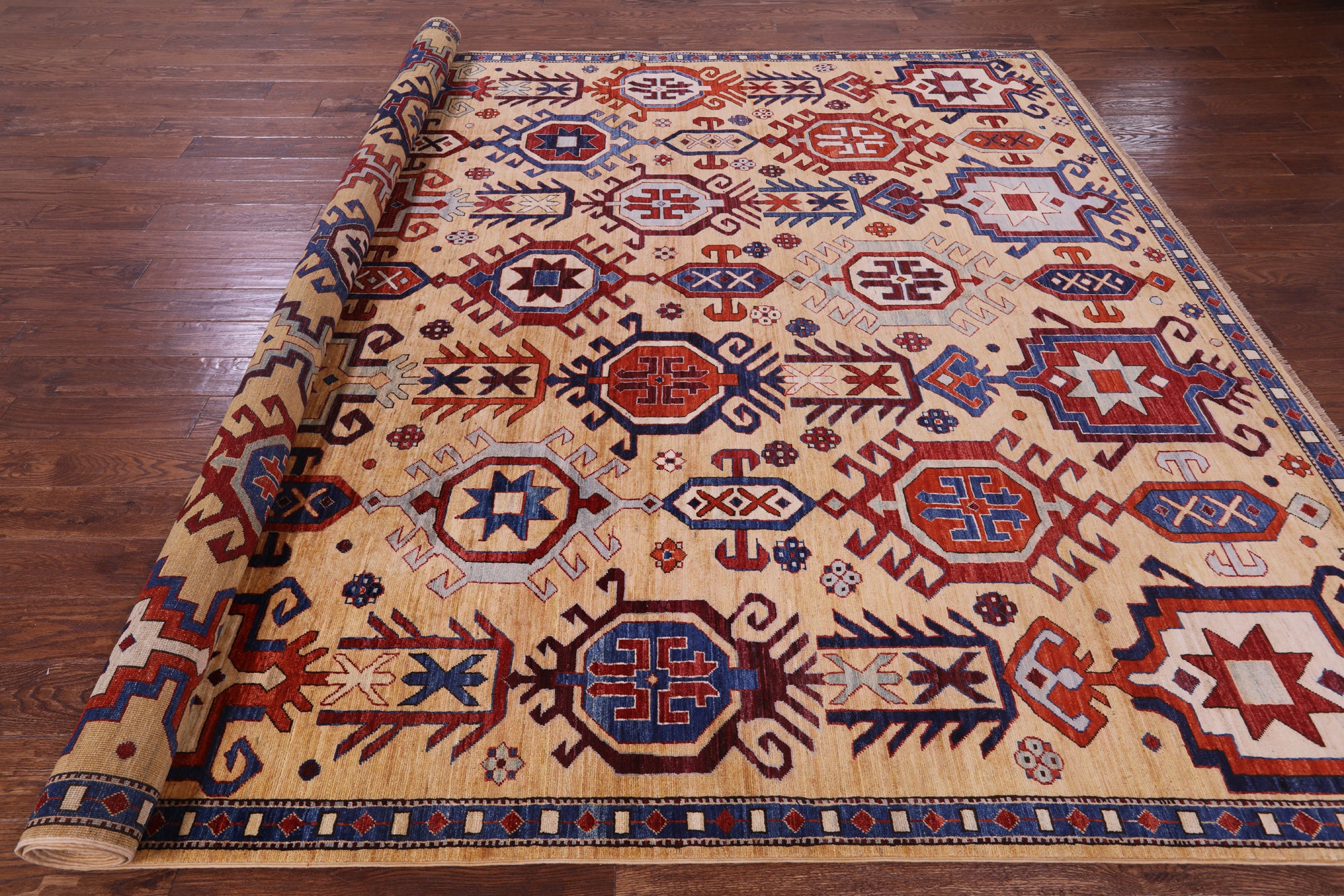 Persian Fine Serapi Hand Knotted Wool Rug - 9' 0" X 11' 9" - Golden Nile