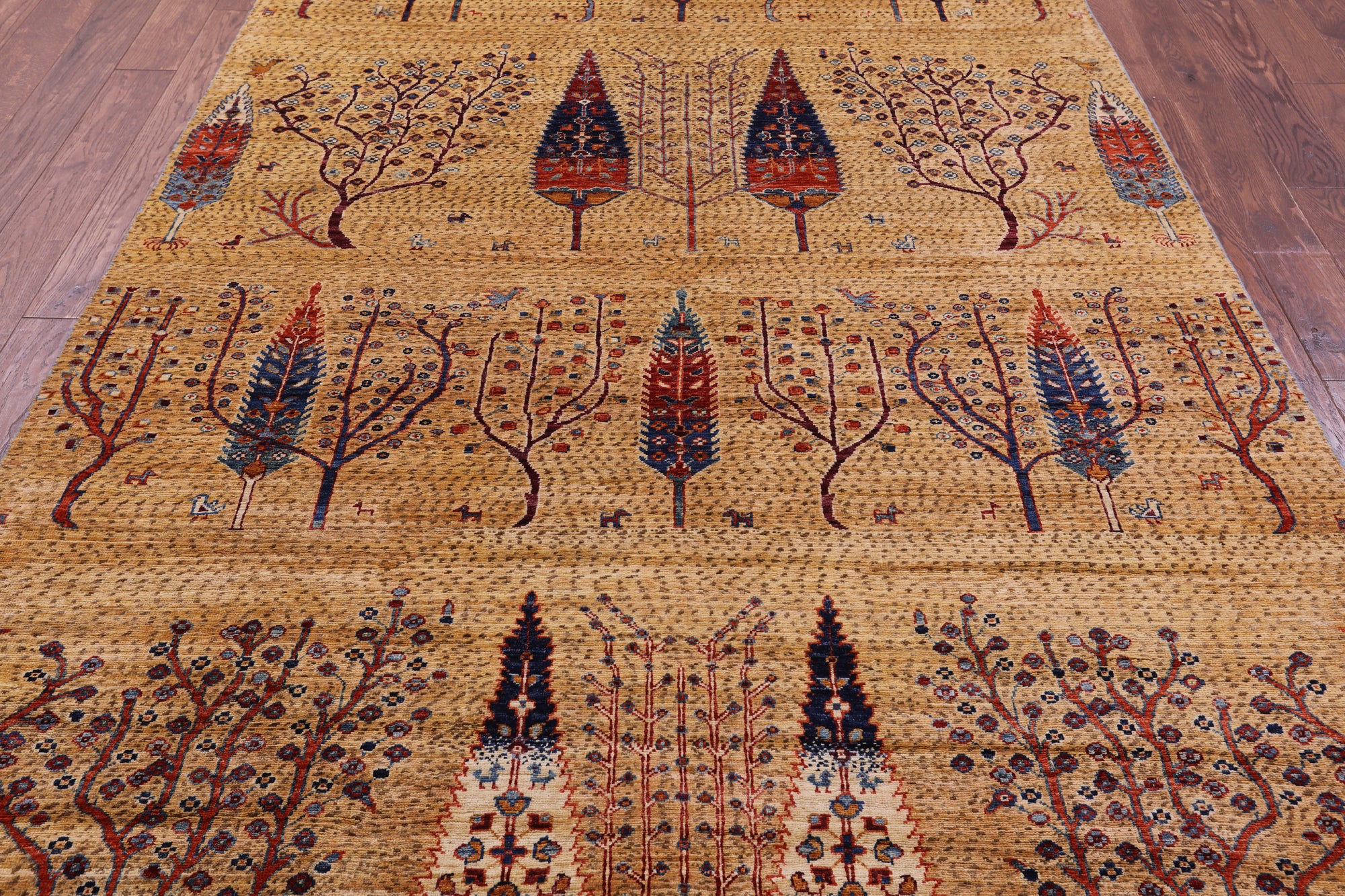 Tribal Persian Gabbeh Handmade Wool Rug - 6' 3" X 9' 8" - Golden Nile