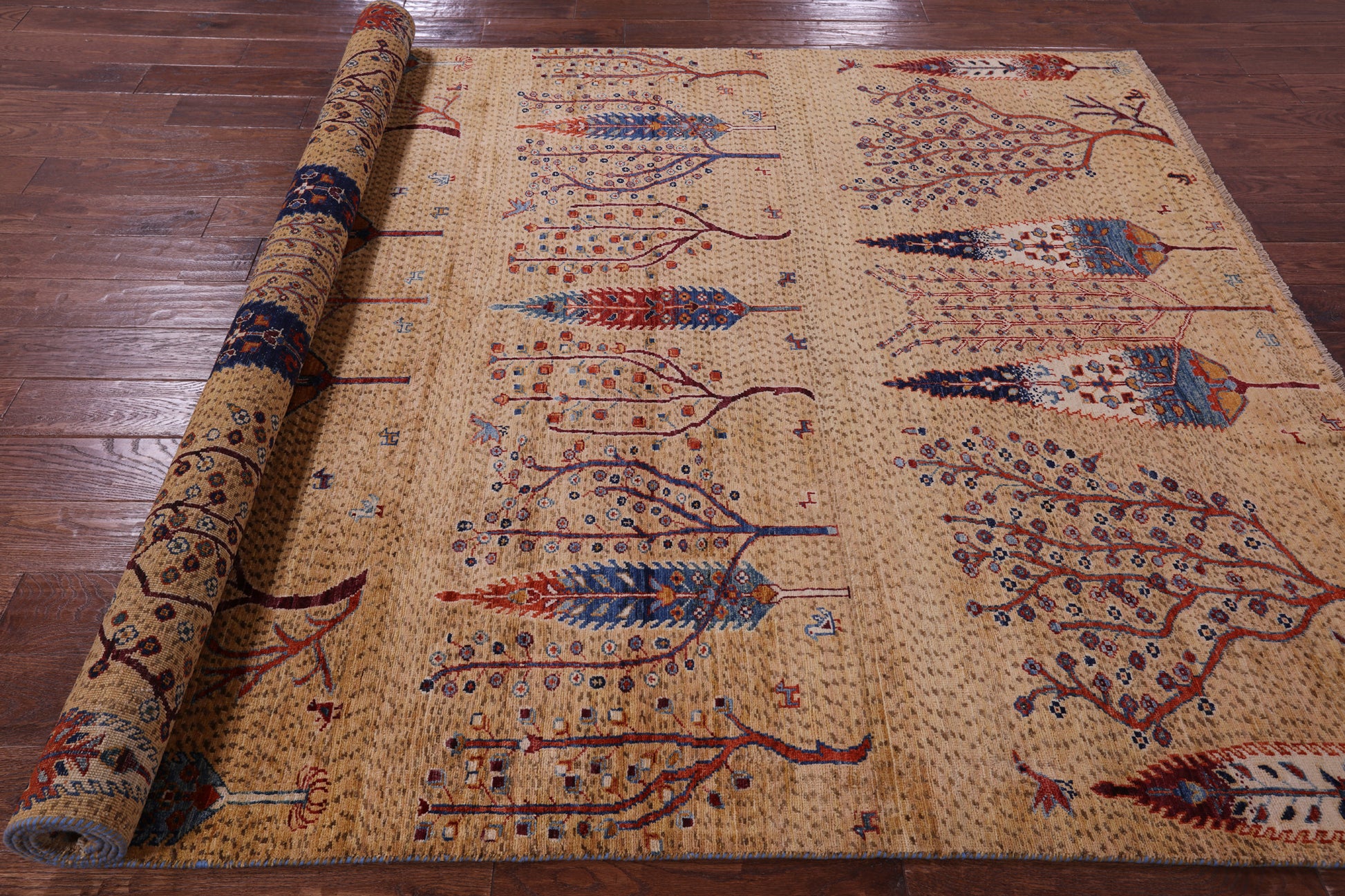Tribal Persian Gabbeh Handmade Wool Rug - 6' 3" X 9' 8" - Golden Nile