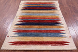 Tribal Persian Gabbeh Hand Knotted Wool Rug - 4' 9" X 6' 7" - Golden Nile