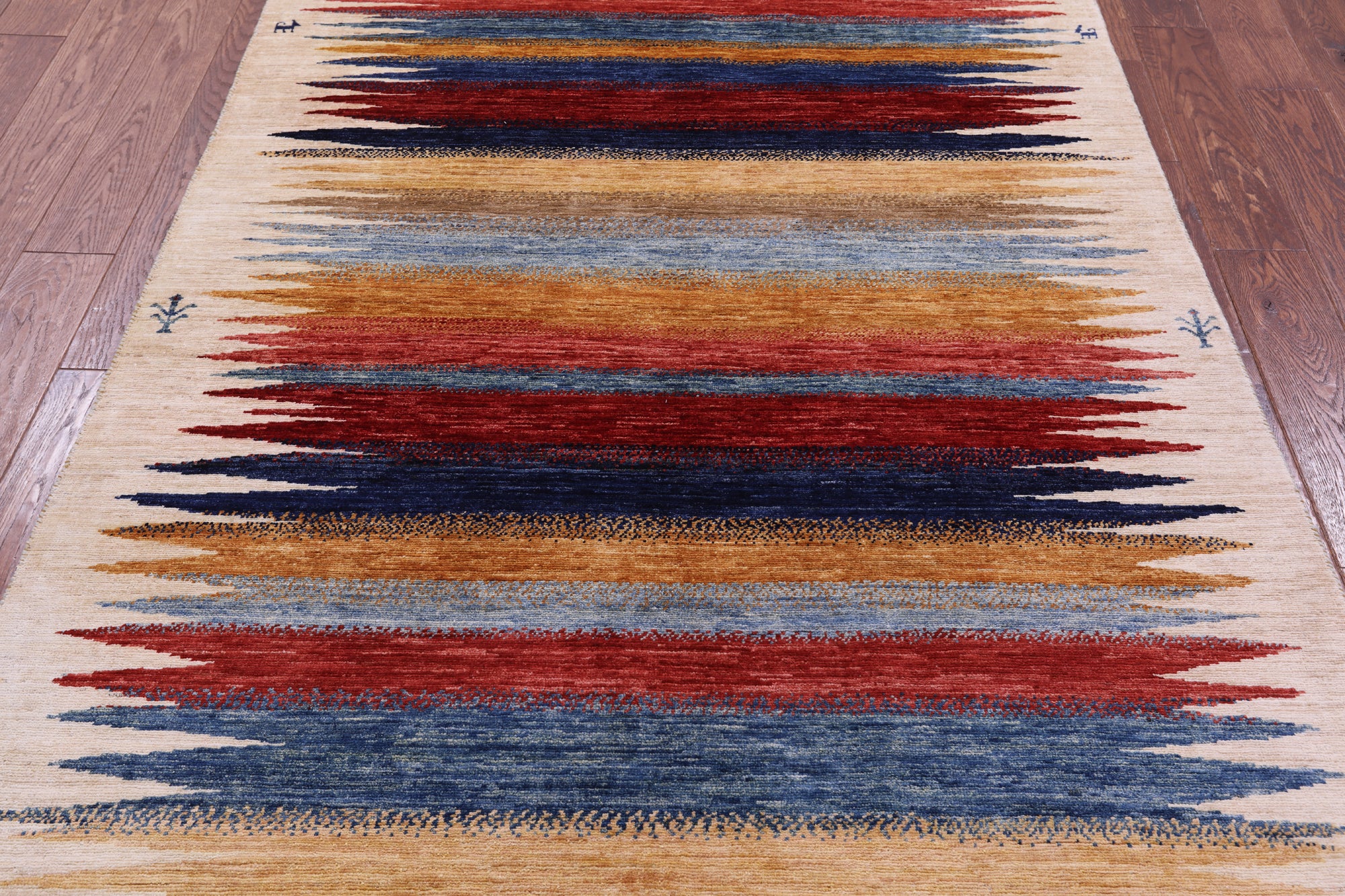 Tribal Persian Gabbeh Hand Knotted Wool Rug - 4' 9" X 6' 7" - Golden Nile
