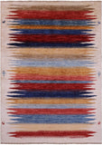 Tribal Persian Gabbeh Hand Knotted Wool Rug - 4' 9" X 6' 7" - Golden Nile