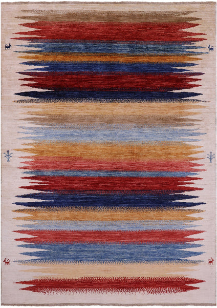 Tribal Persian Gabbeh Hand Knotted Wool Rug - 4' 9" X 6' 7" - Golden Nile