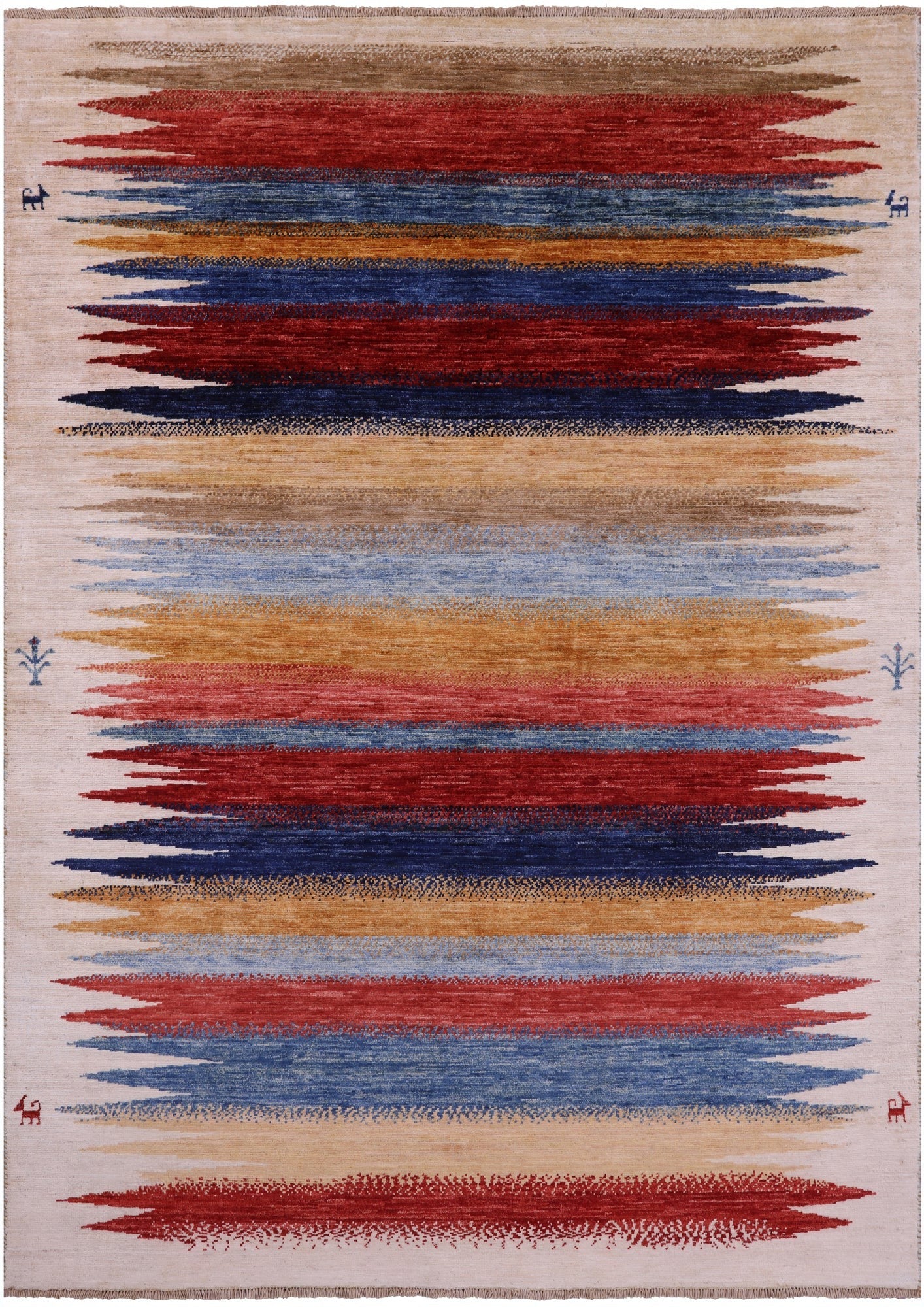 Tribal Persian Gabbeh Hand Knotted Wool Rug - 4' 9" X 6' 7" - Golden Nile