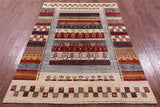 Tribal Persian Gabbeh Hand Knotted Wool Rug - 4' 9" X 6' 9" - Golden Nile