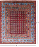 Antiqued Pazyryk Historical Design Handmade Wool Rug - 8' 1" X 9' 9" - Golden Nile