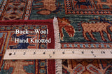 Antiqued Pazyryk Historical Design Handmade Wool Rug - 8' 1" X 9' 9" - Golden Nile